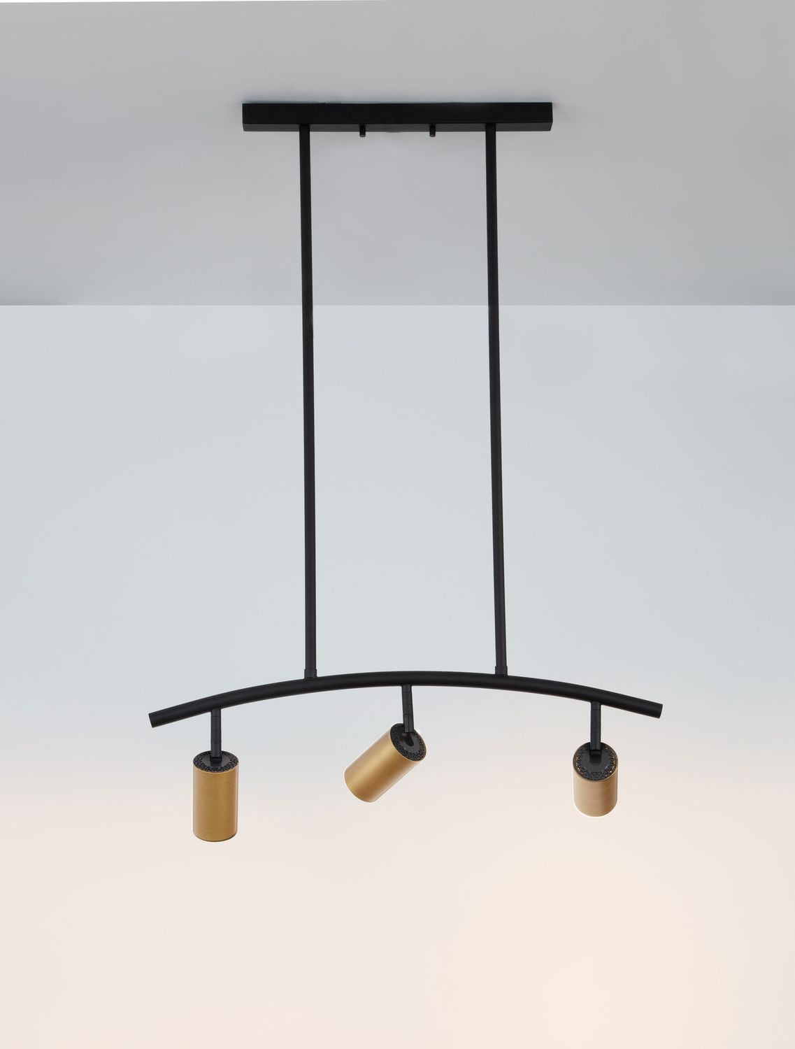Suspension Pogno 3 lumières noire, H 90 cm