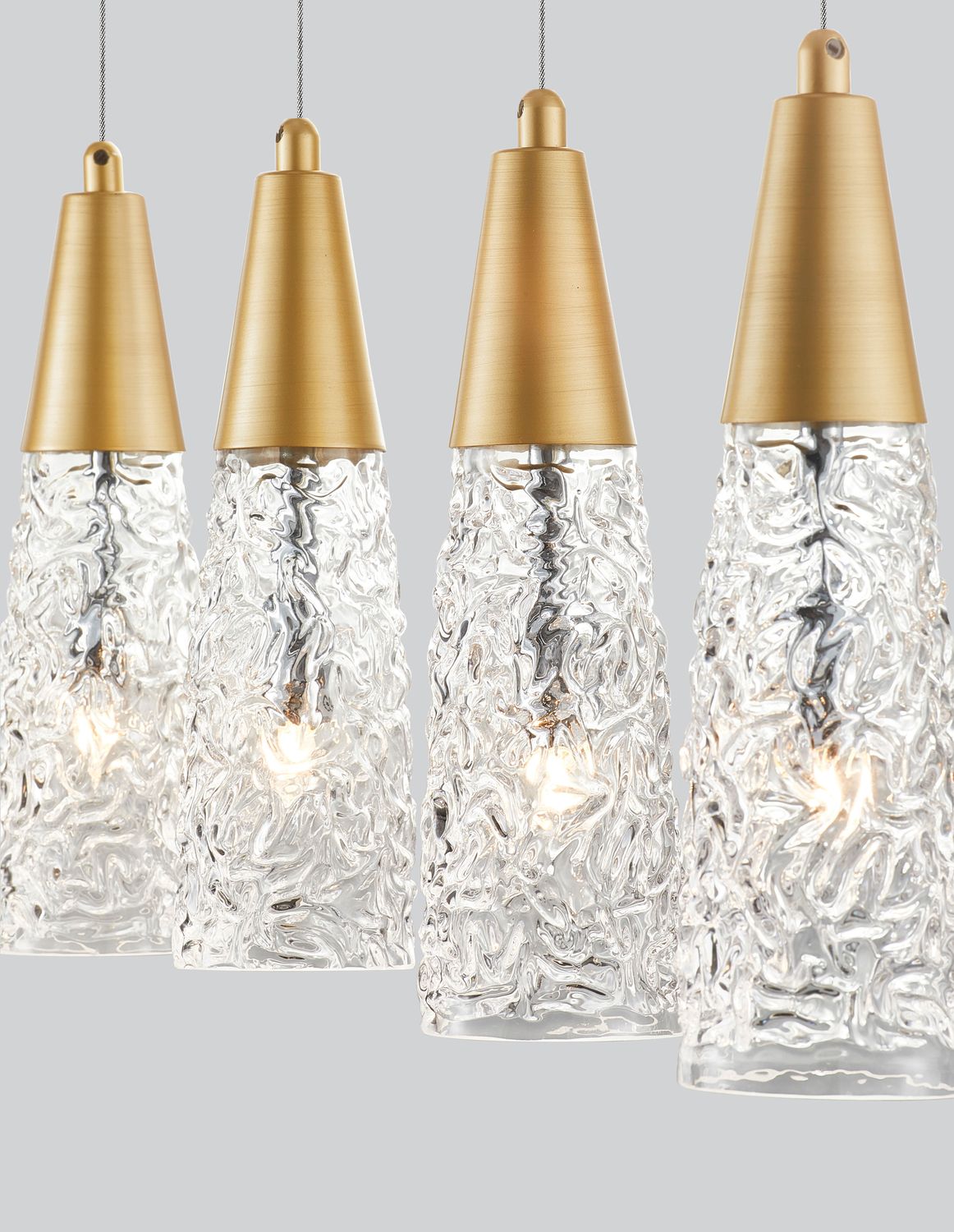 Suspension Kovac 5 lumières dorée, verre (9160195)