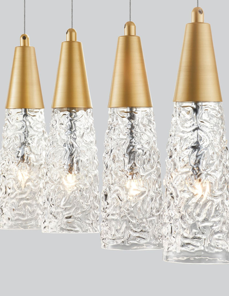 Suspension Kovac 5 lumières dorée, verre (9160195)