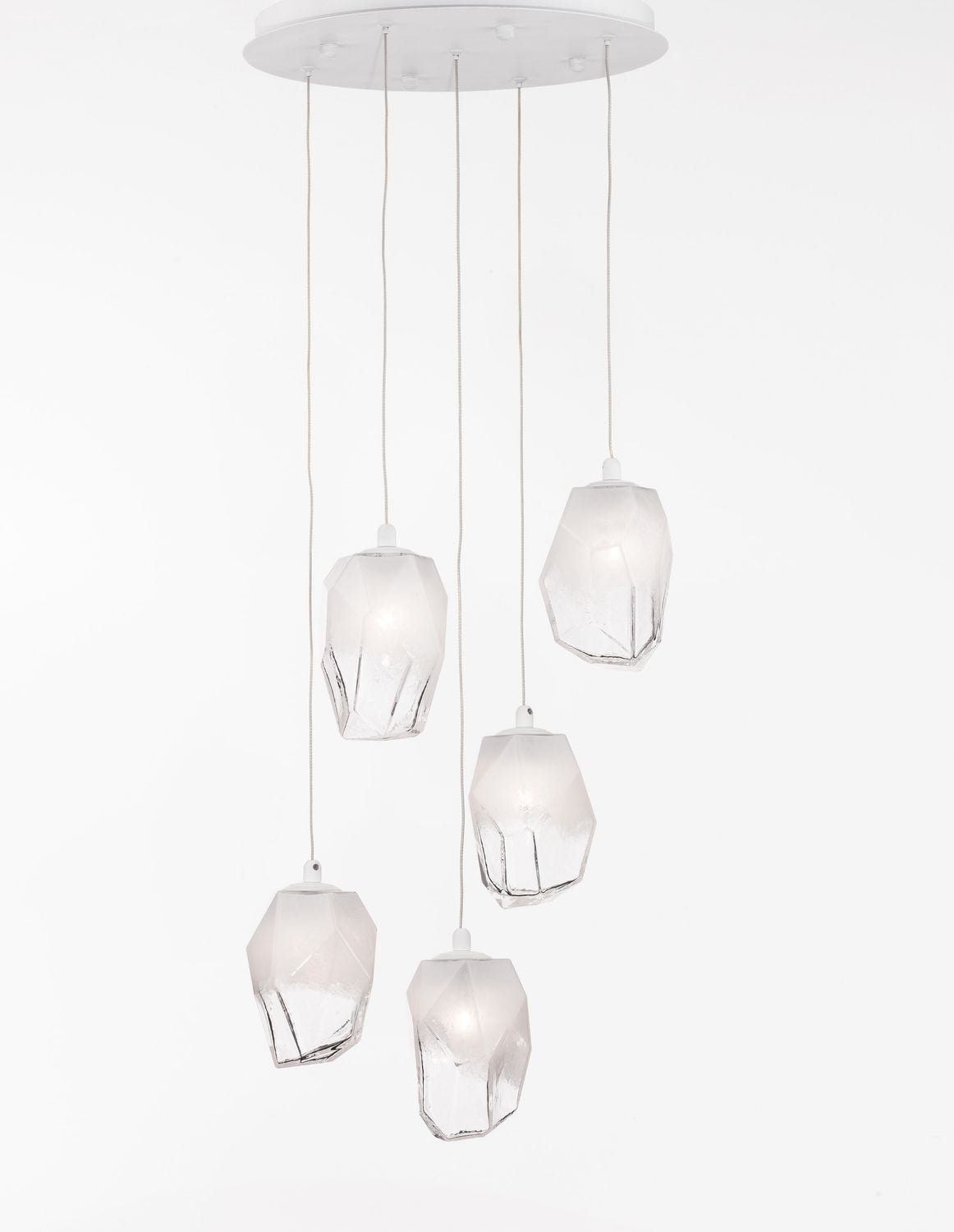 Suspension ICE 5 lumières blanche, verre (9160235)