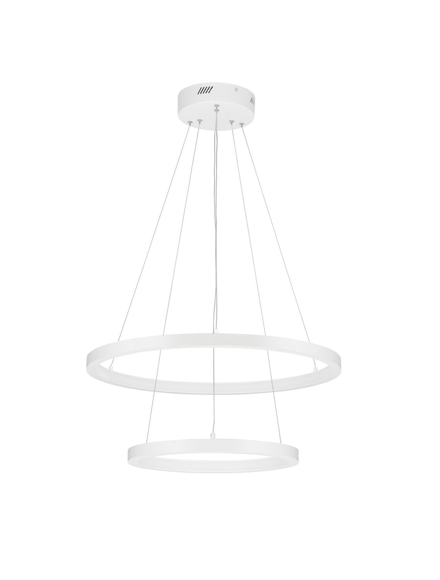 Produit sur fond blanc, vue entière des deux anneaux et du pavillon de plafond