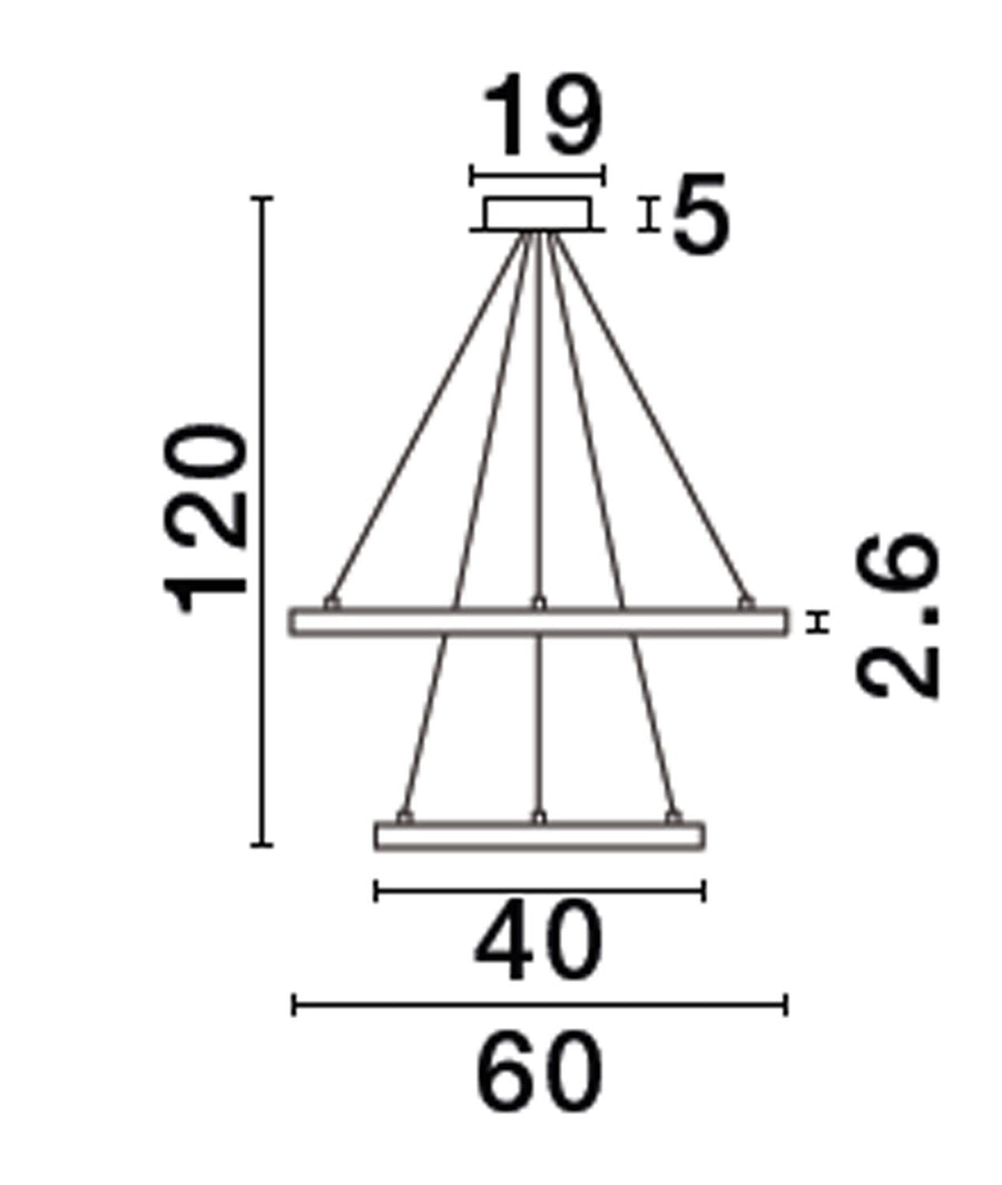 Schéma de dimensions indiquant 120 cm de hauteur et 60 cm de large