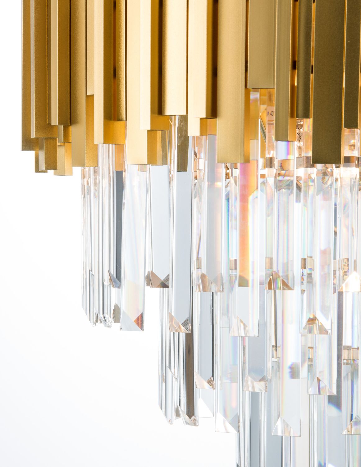 Suspension Grane 4 lumières dorée, cristal