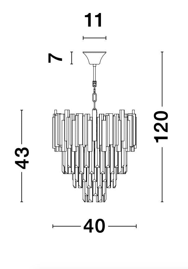 Suspension Grane 4 lumières dorée, cristal
