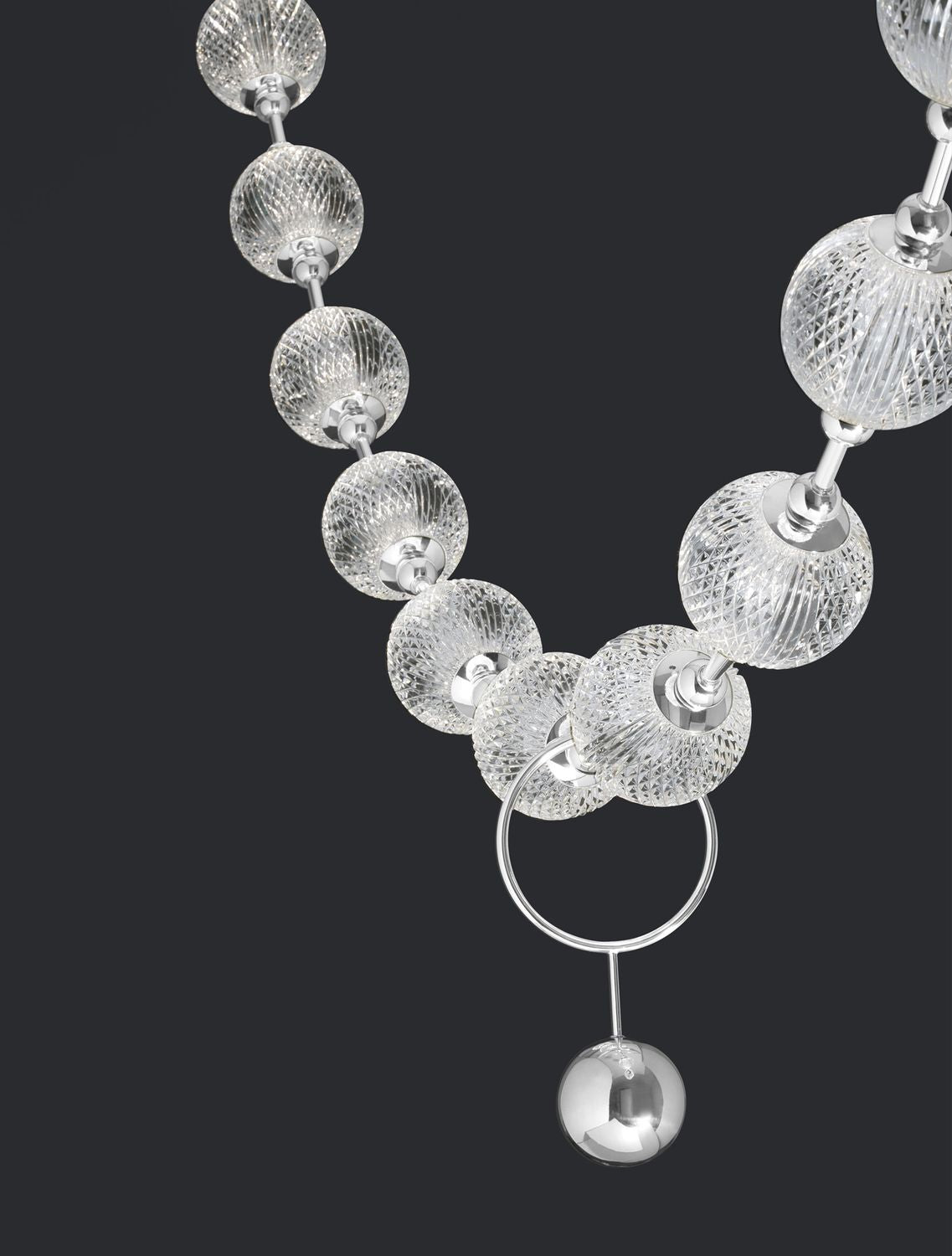 Suspension Brillante chromée, L 185 cm