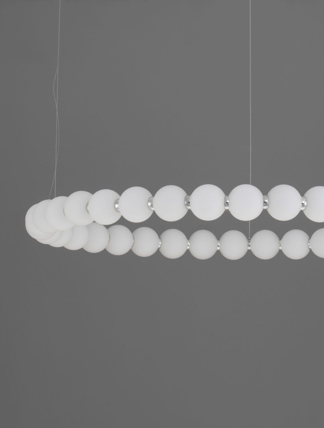 Suspension Perla chromée, verre, H 200 cm (9186917)