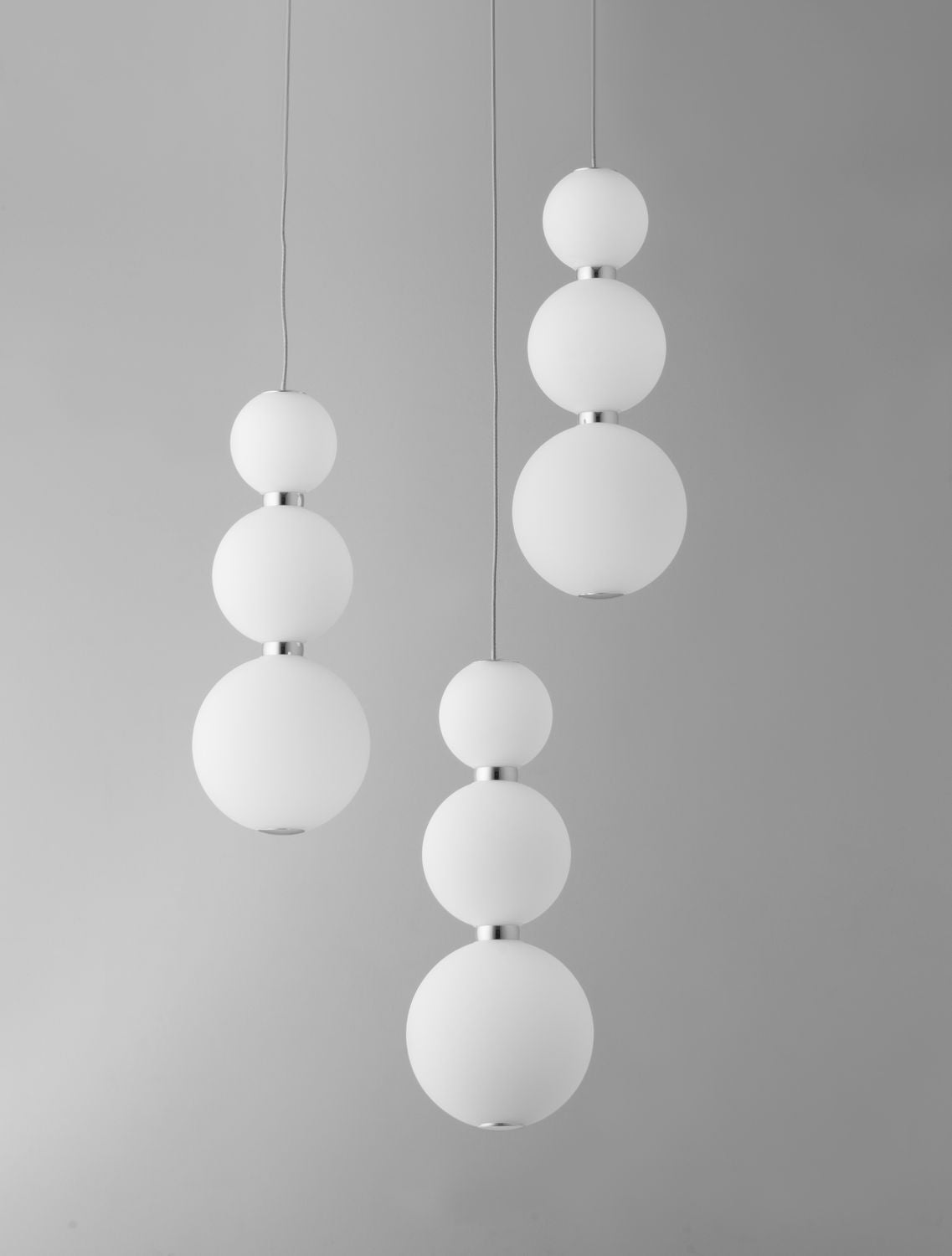 Suspension Perla chromée, verre, H 150 cm (9186919)