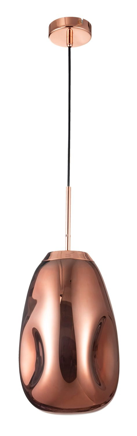 Suspension complète de face avec rosace plafond, câble noir et tige cuivrée