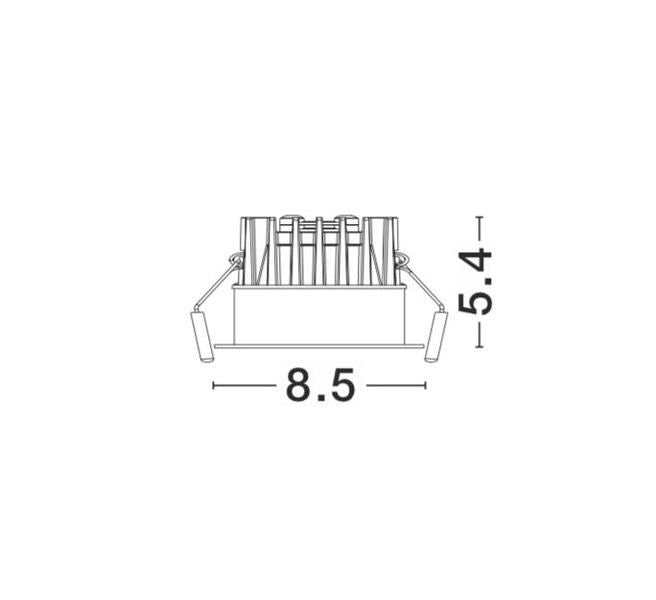 Schéma de dimensions du projecteur encastré avec largeur 8,5 cm et hauteur 5,4 cm
