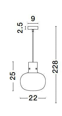 Suspension Cinzia noire, verre, H 228 cm