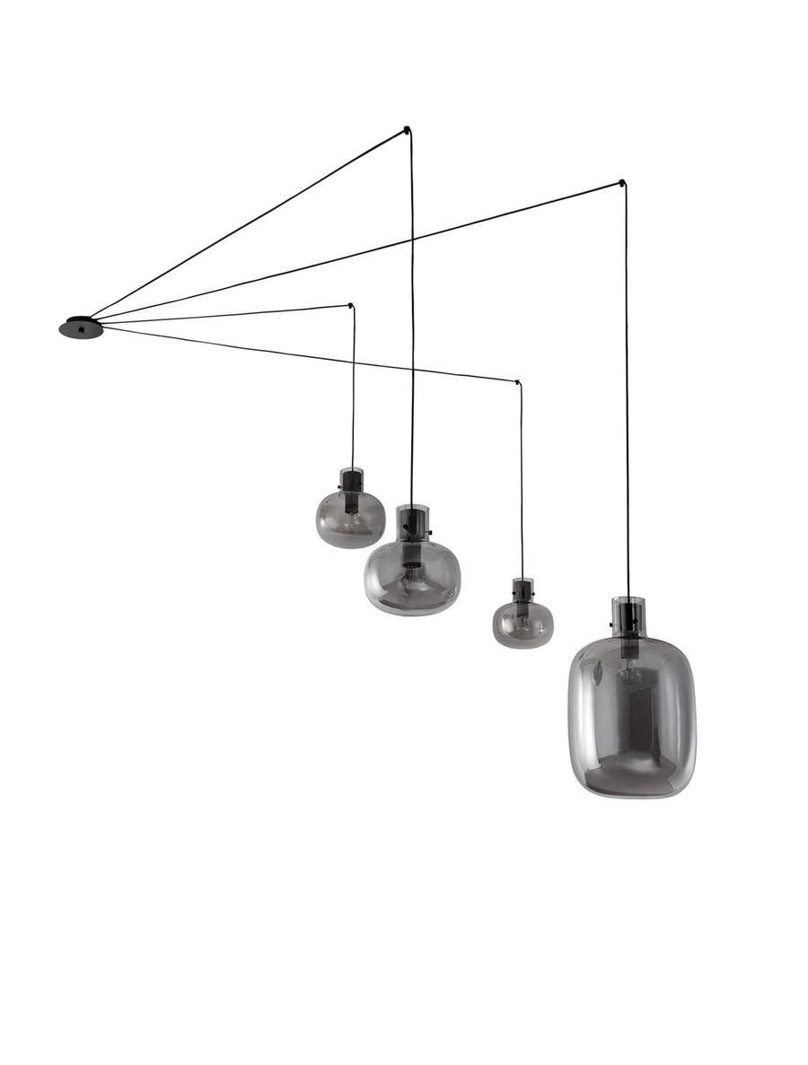 Suspension Cinzia 4 lumières noire, verre
