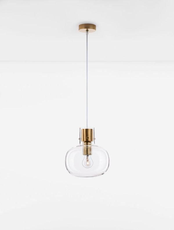 Suspension Cinzia dorée, verre, H 228 cm