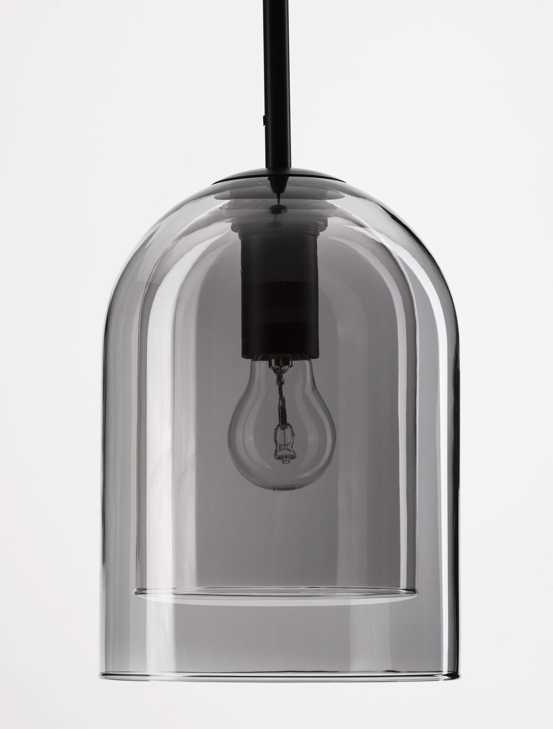 Suspension Velor noire et fumée, verre