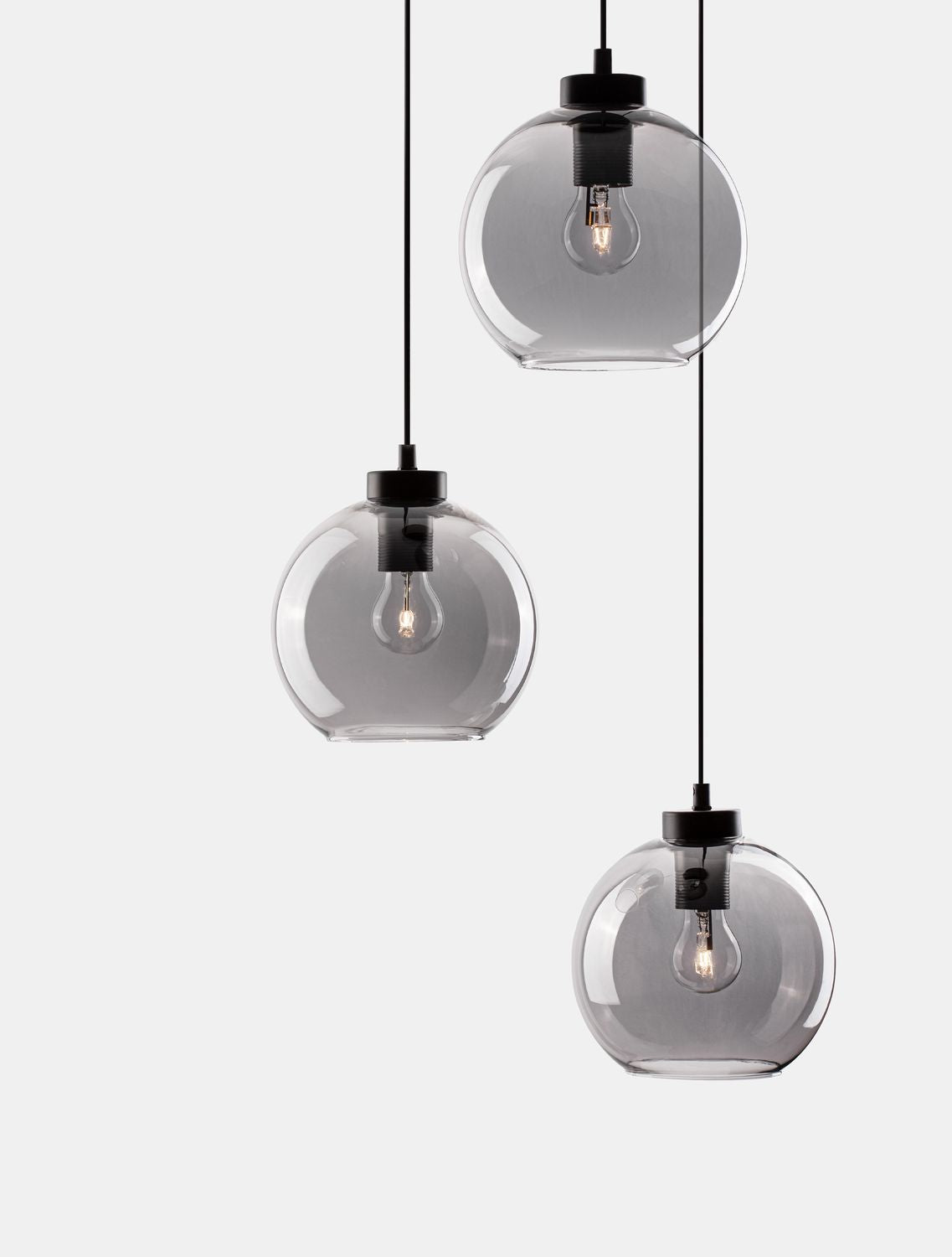 Suspension Palmer 3 lumières noire, verre (9241140)