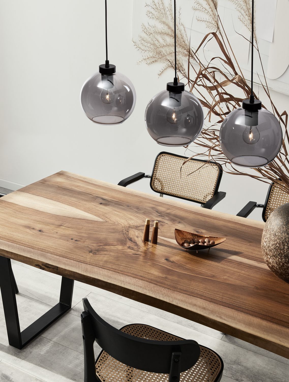 Suspension Palmer 3 lumières noire, verre (9241150)