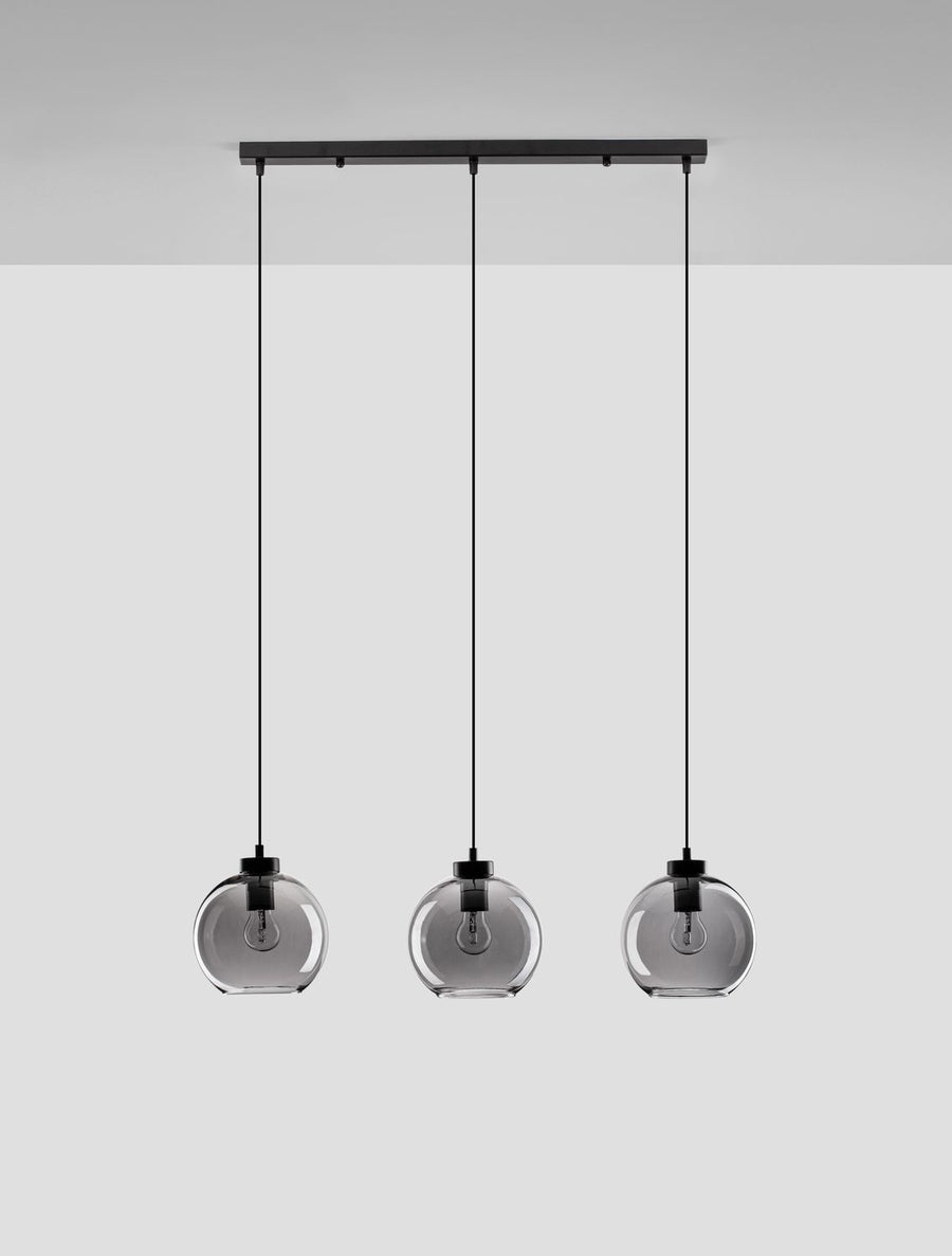 Suspension Palmer 3 lumières noire, verre (9241150)