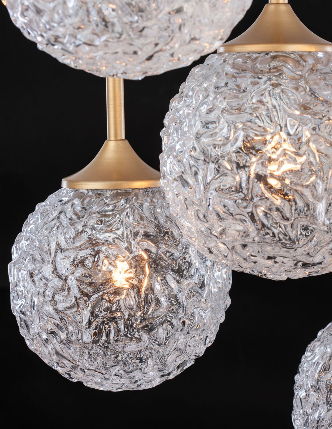 Suspension Mirano 5 lumières dorée, verre (9260212)