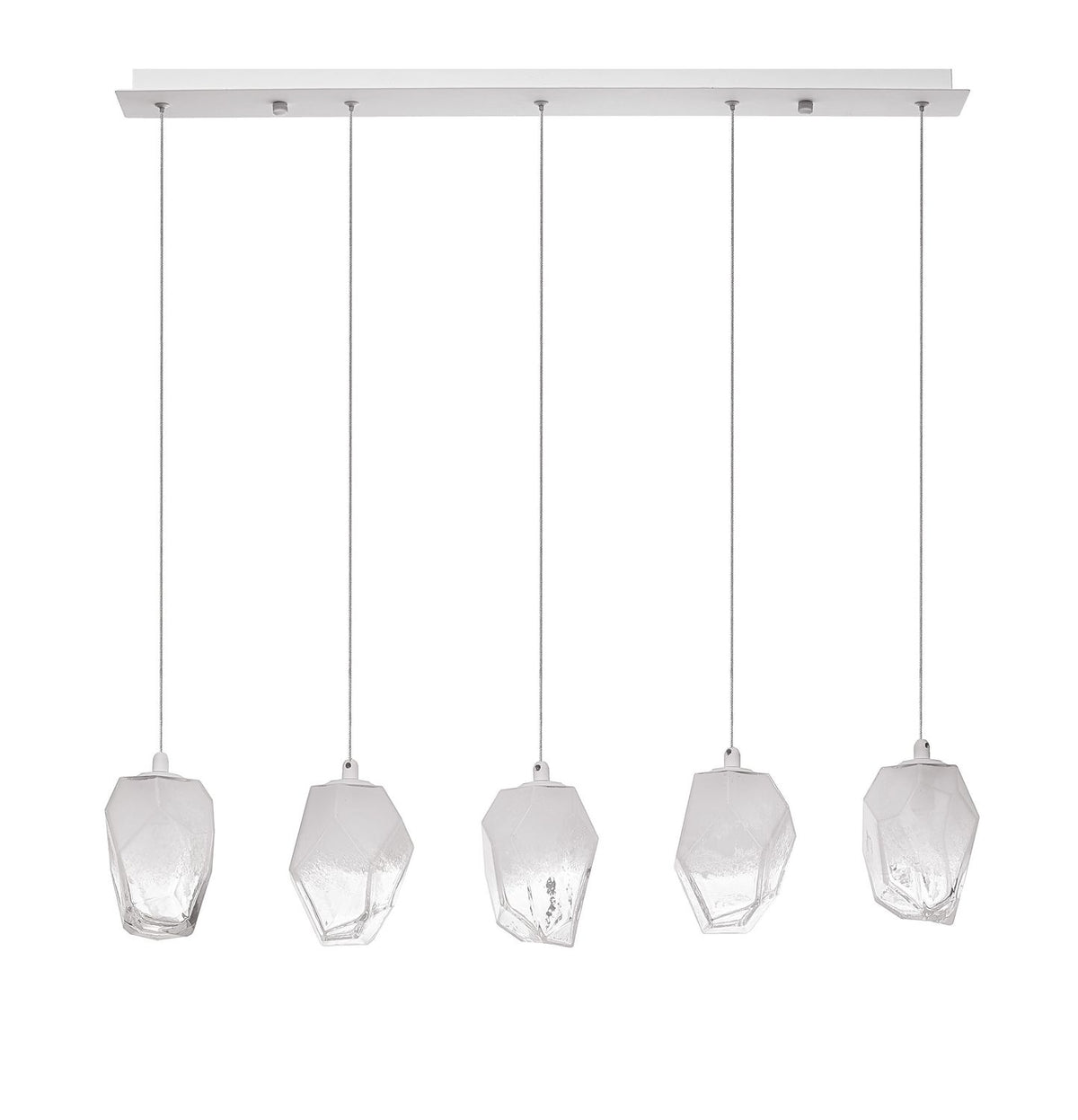 Suspension ICE 5 lumières blanche, verre (9260235)