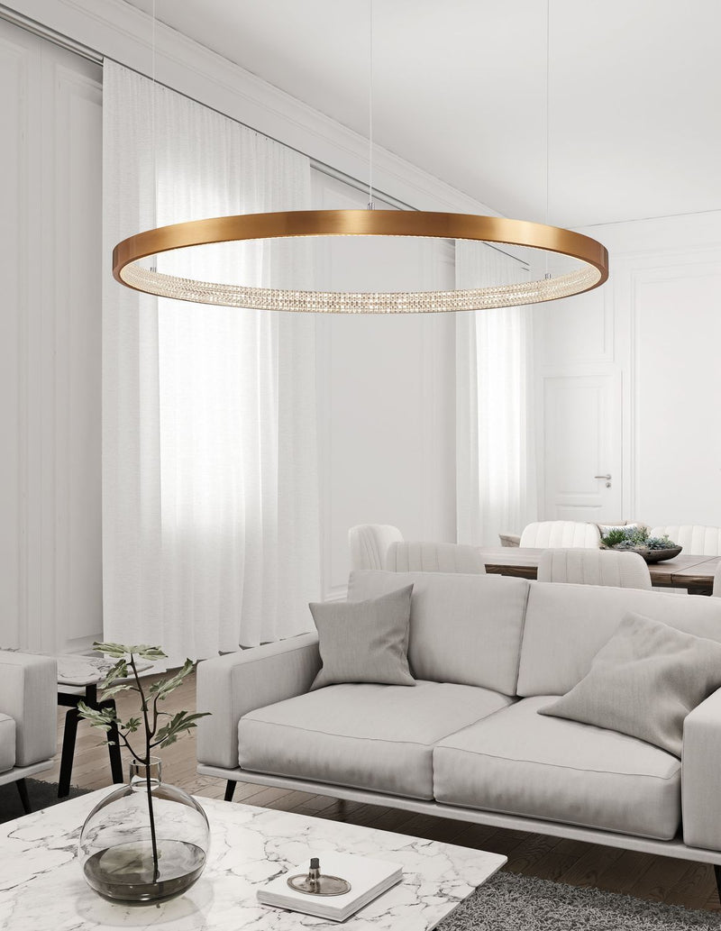 Suspension Preston dorée, H 120 cm (9285110)