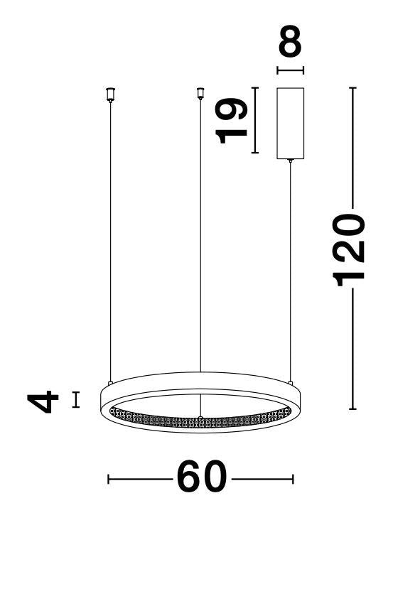 Suspension Preston dorée, H 120 cm (9285601)