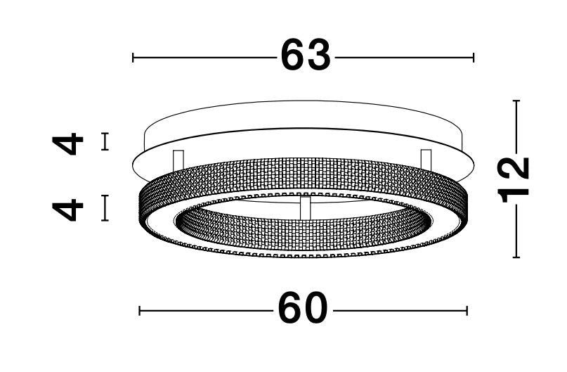 Schéma coté indiquant diamètres 63 et 60 cm et hauteur 12 cm