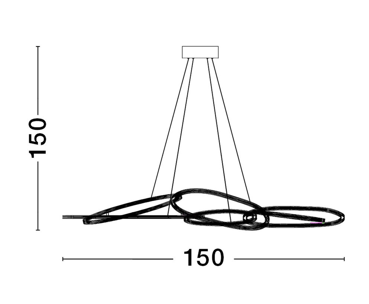Suspension Nudos dorée, H 150 cm (9289083)