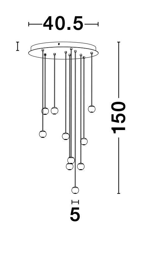 Schéma technique coté avec diamètre 40,5 cm et hauteur totale 150 cm