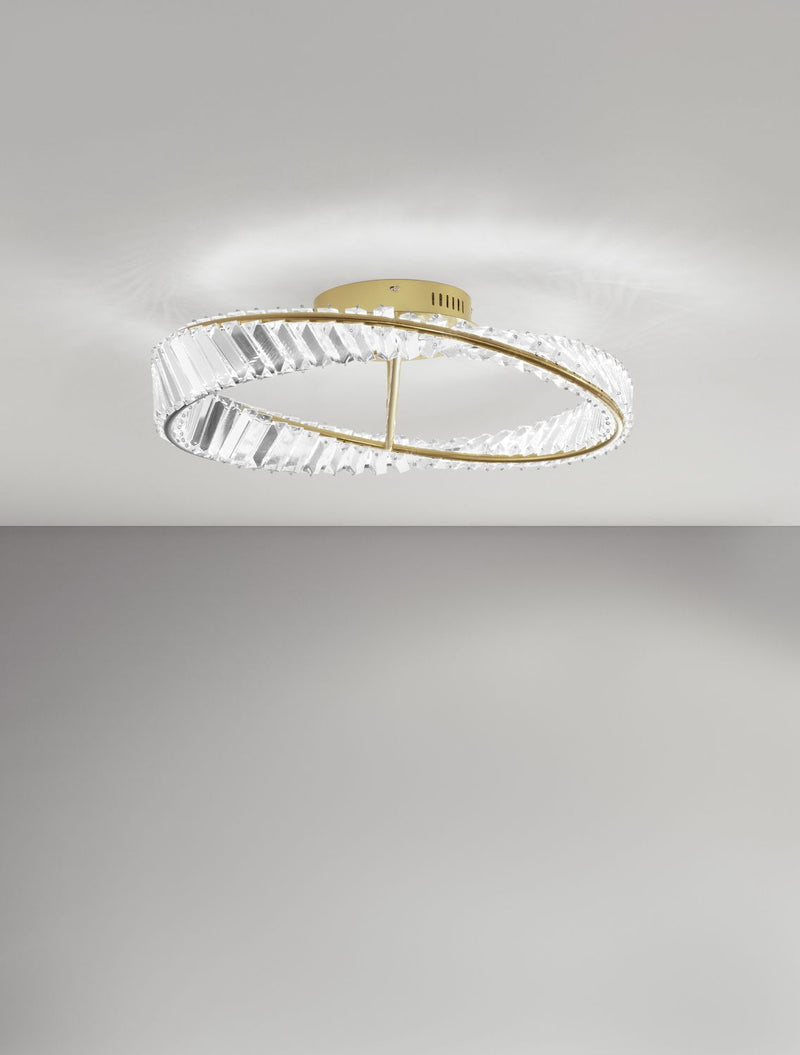 Plafonnier Aurelia doré, cristal, Ø 60 cm (9333060)