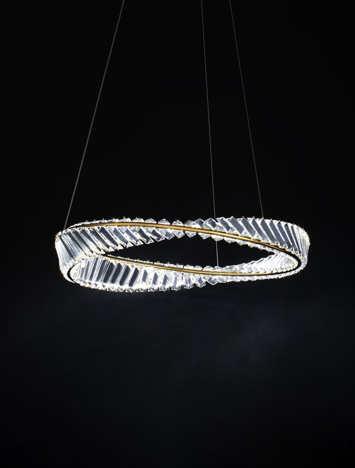 Suspension Aurelia dorée, cristal, H 120 cm (9333061)