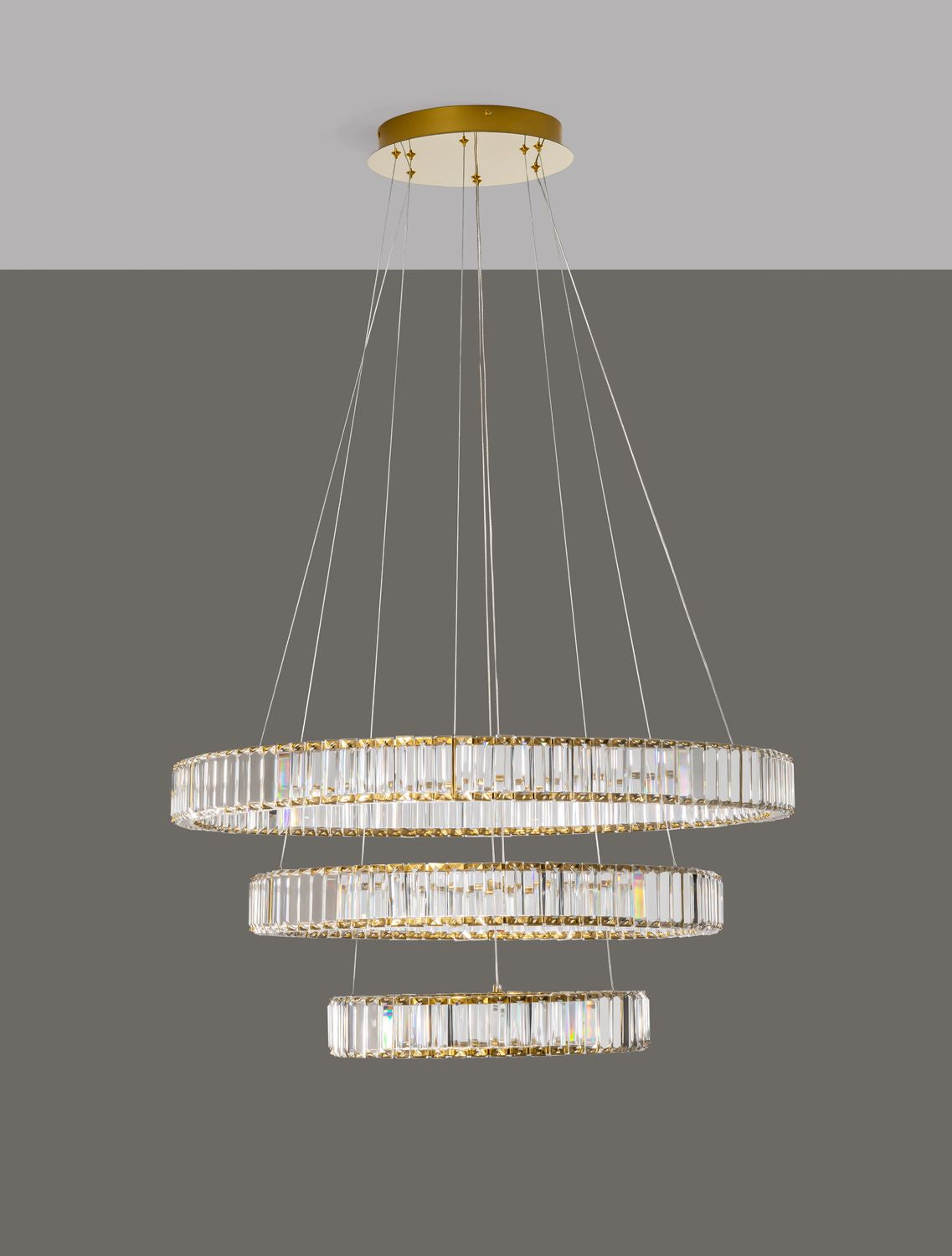 Suspension Aurelia dorée, cristal, H 150 cm (9333069)