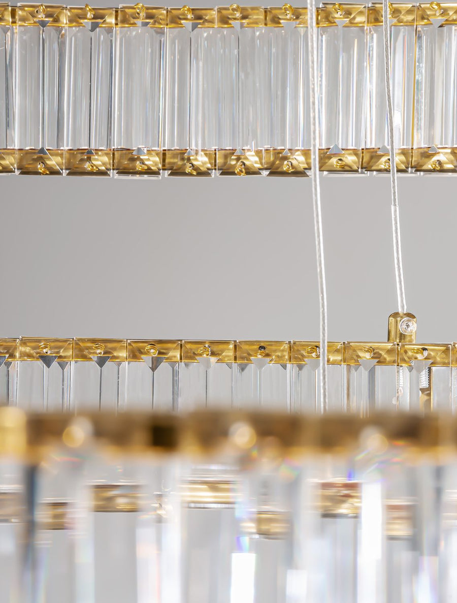 Suspension Aurelia dorée, cristal, H 150 cm (9333069)