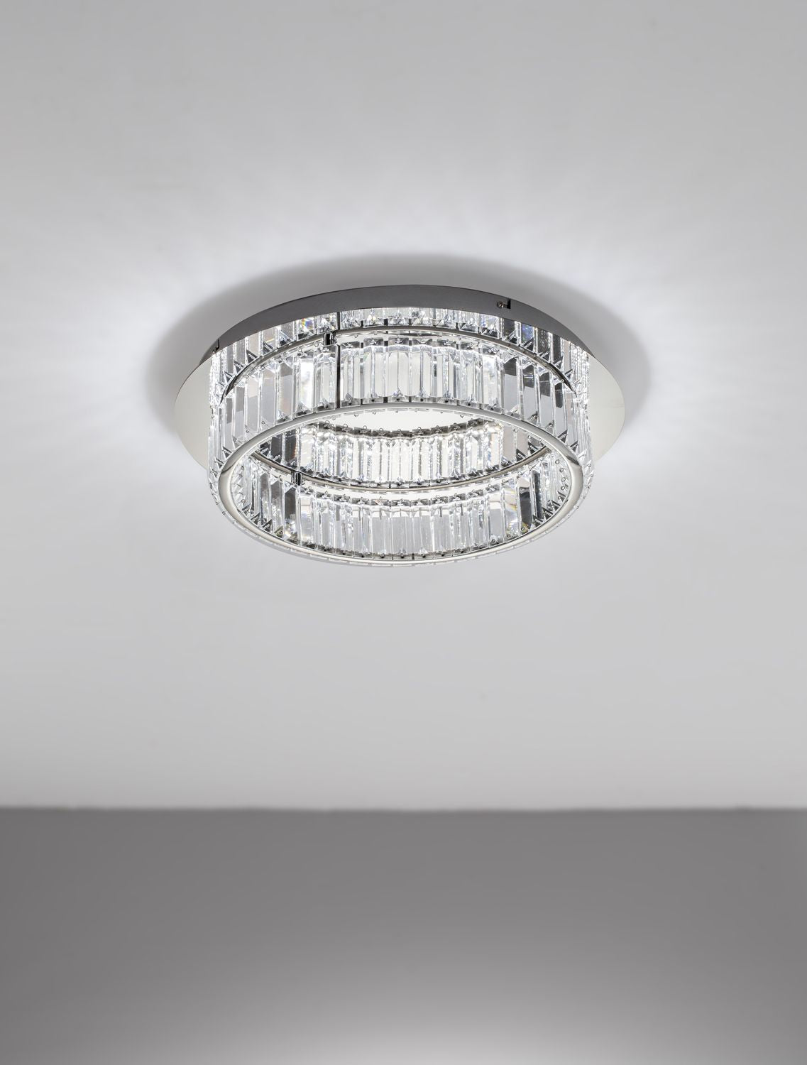 Plafonnier Aurelia chromé, cristal, Ø 50 cm