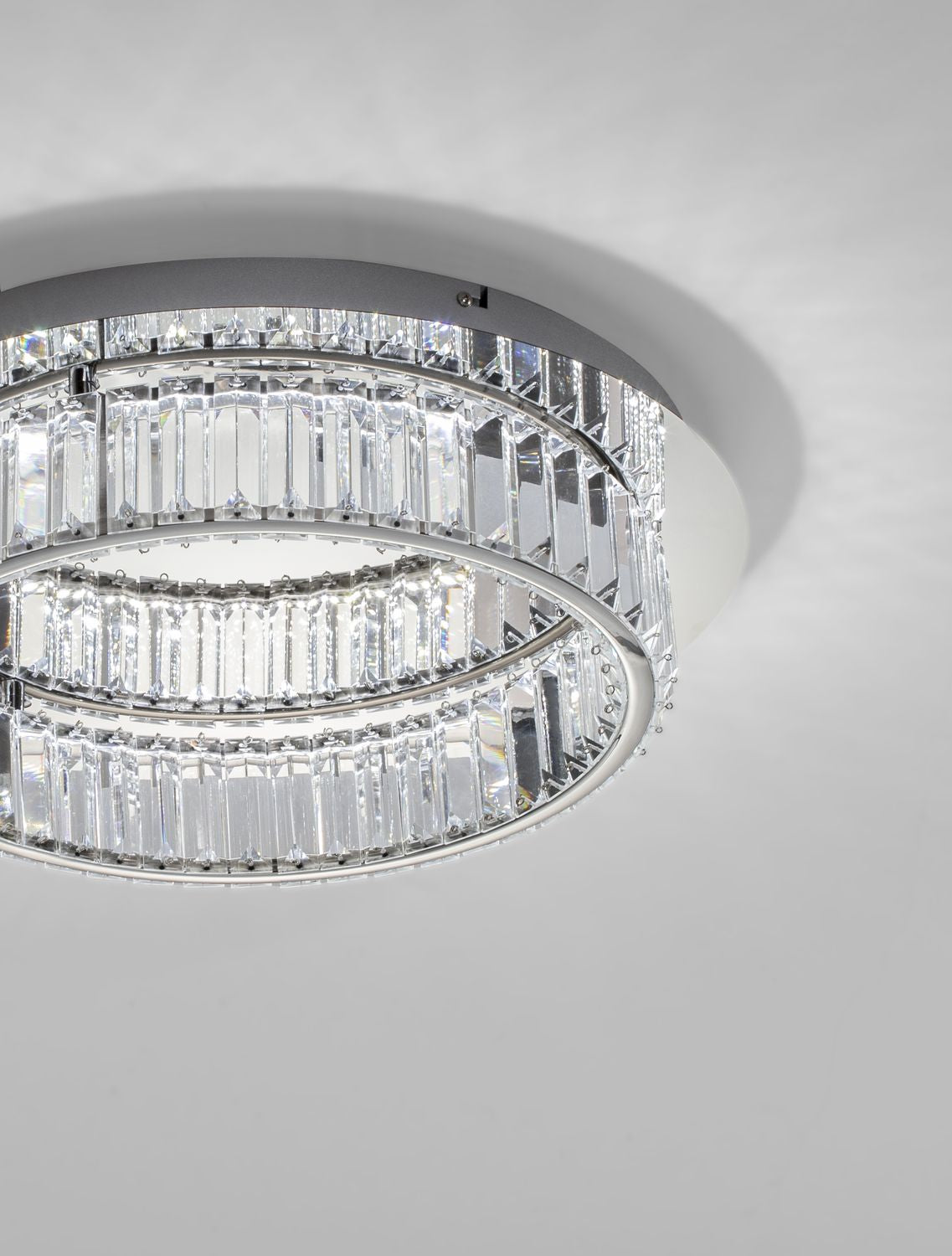 Plafonnier Aurelia chromé, cristal, Ø 50 cm