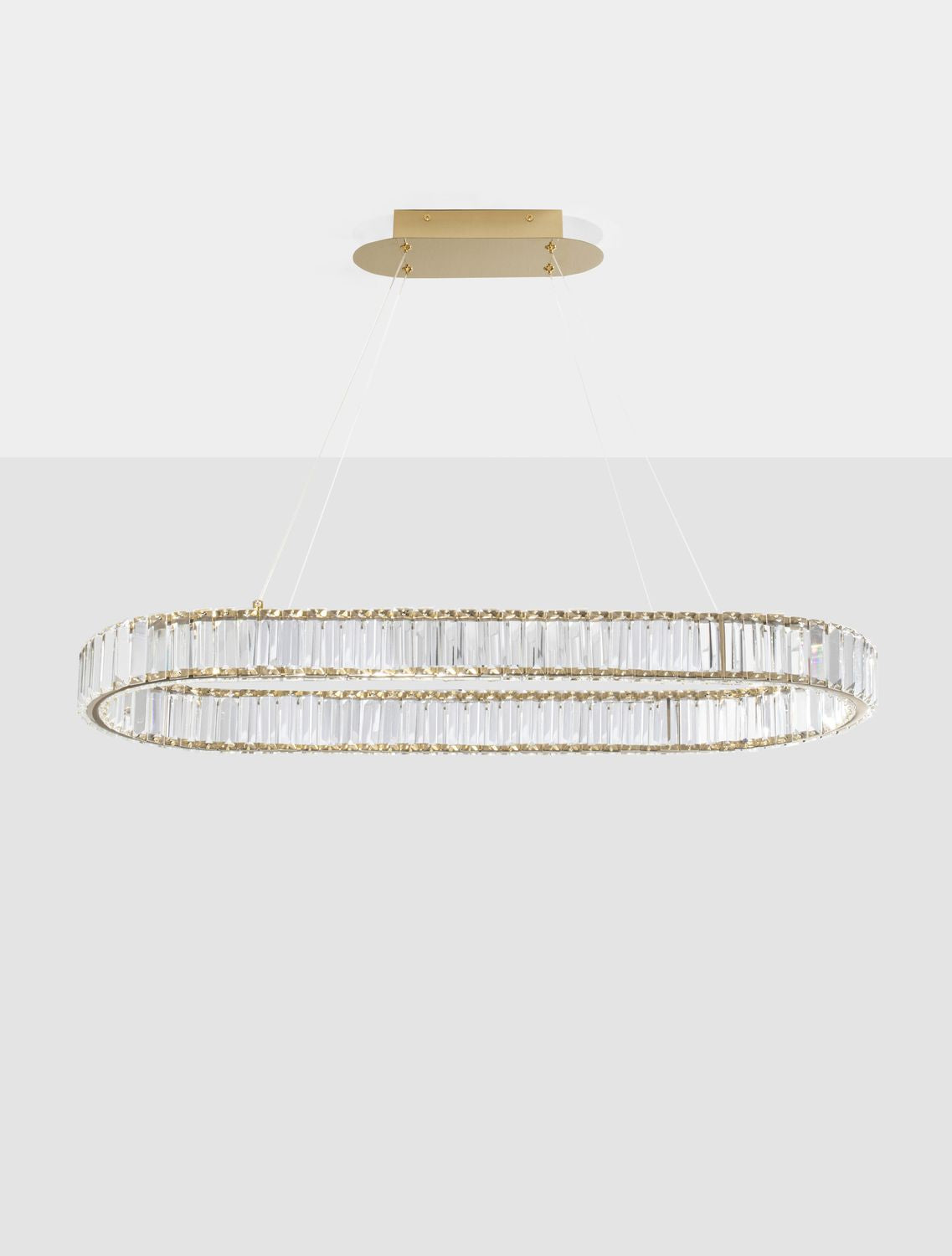 Suspension Aurelia dorée, cristal, H 150 cm (9333073)