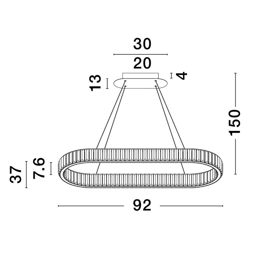 Suspension Aurelia dorée, cristal, H 150 cm (9333073)