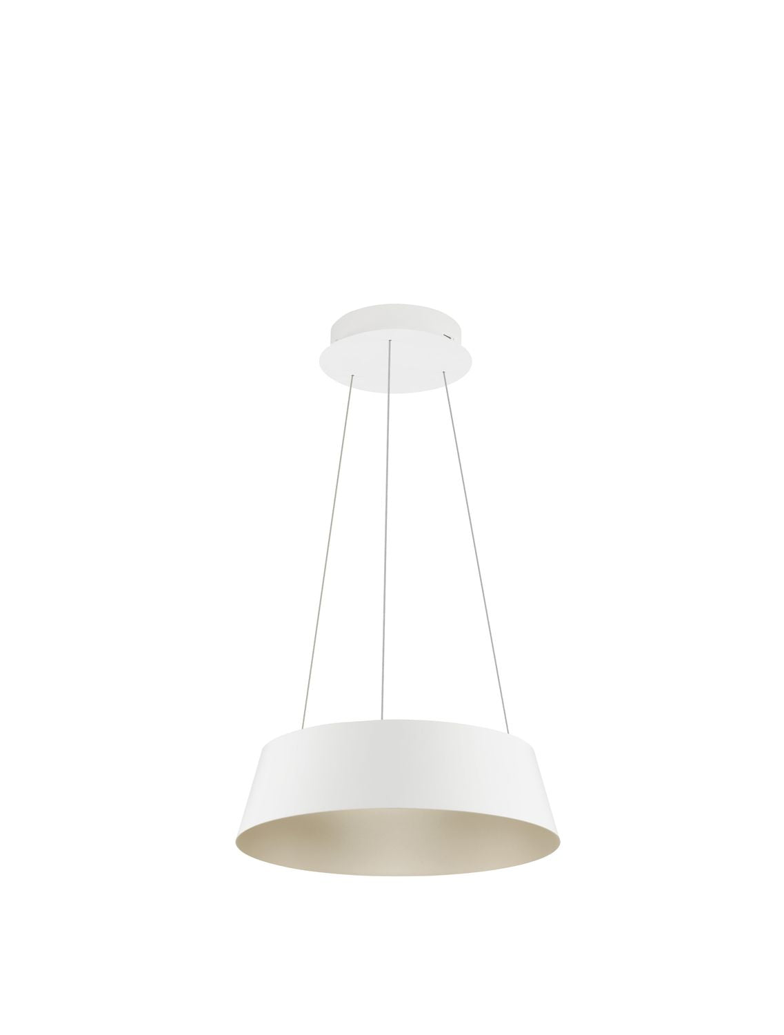 Produit seul sur fond blanc, abat-jour blanc et trois câbles fins verticaux