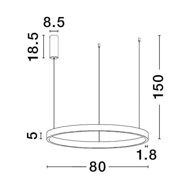 Suspension Elowen noire, H 150 cm (9345664)