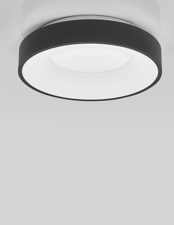 Plafonnier Rando Thin noir, Ø 38 cm