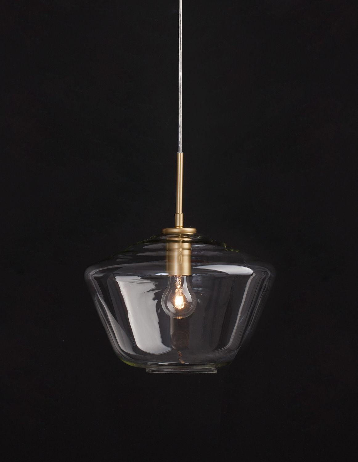 Suspension Prisma dorée, verre, H 124 cm