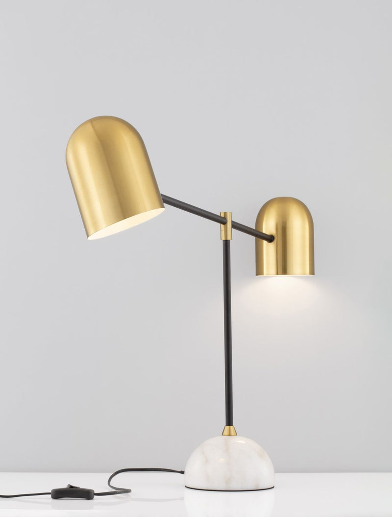 Lampe à poser Nela 2 lumières blanche, marbre