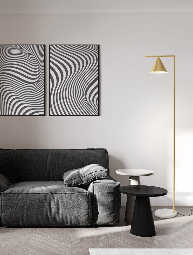 Lampadaire Sway doré, marbre