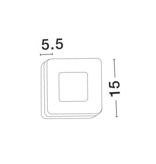 Schéma coté indiquant une profondeur de 5,5 cm et une hauteur de 15 cm