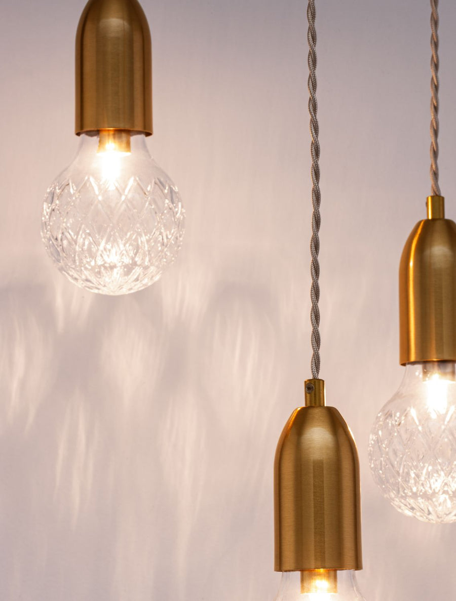 Suspension Veda 3 lumières laiton, verre