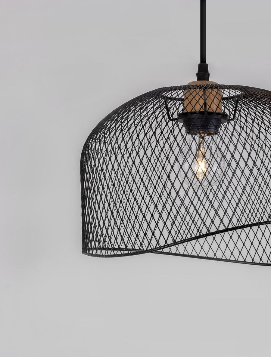 Suspension Lyron noire, bois