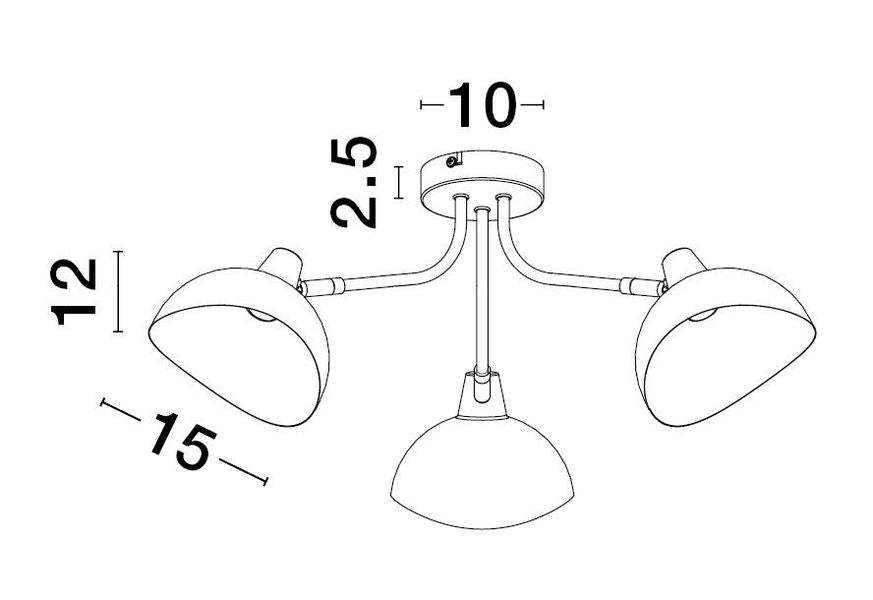 Schéma technique coté du plafonnier avec dimensions en centimètres