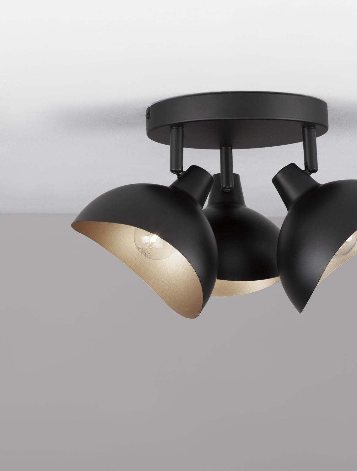 Plafonnier Geti 3 lumières noir, Ø 18 cm