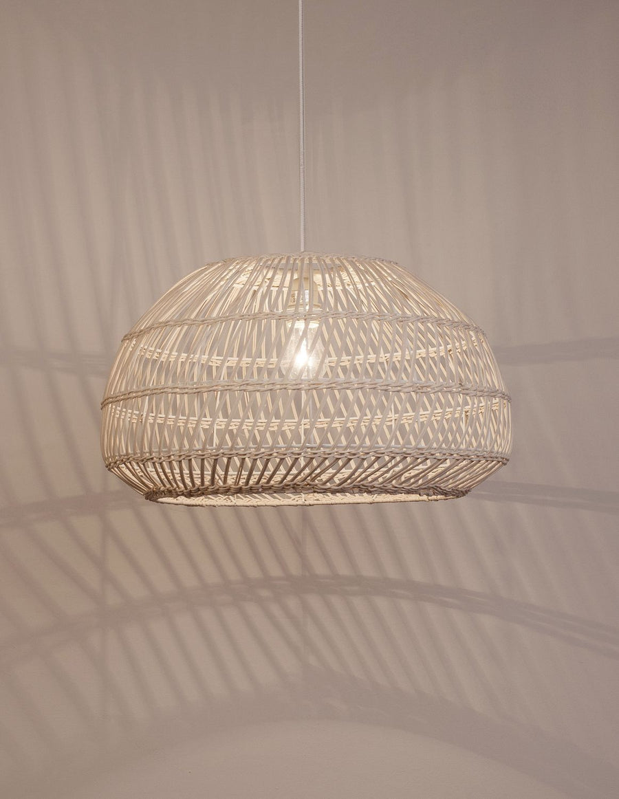 Suspension Melody crème, rotin