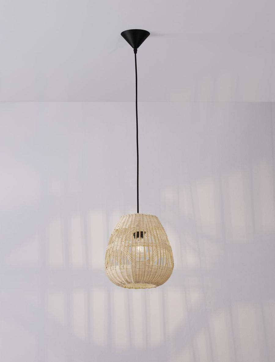 Suspension Marlo beige, rotin, H 180 cm
