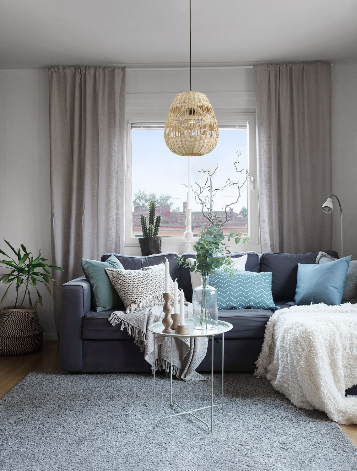 Suspension Marlo beige, rotin, H 185 cm (9586501)