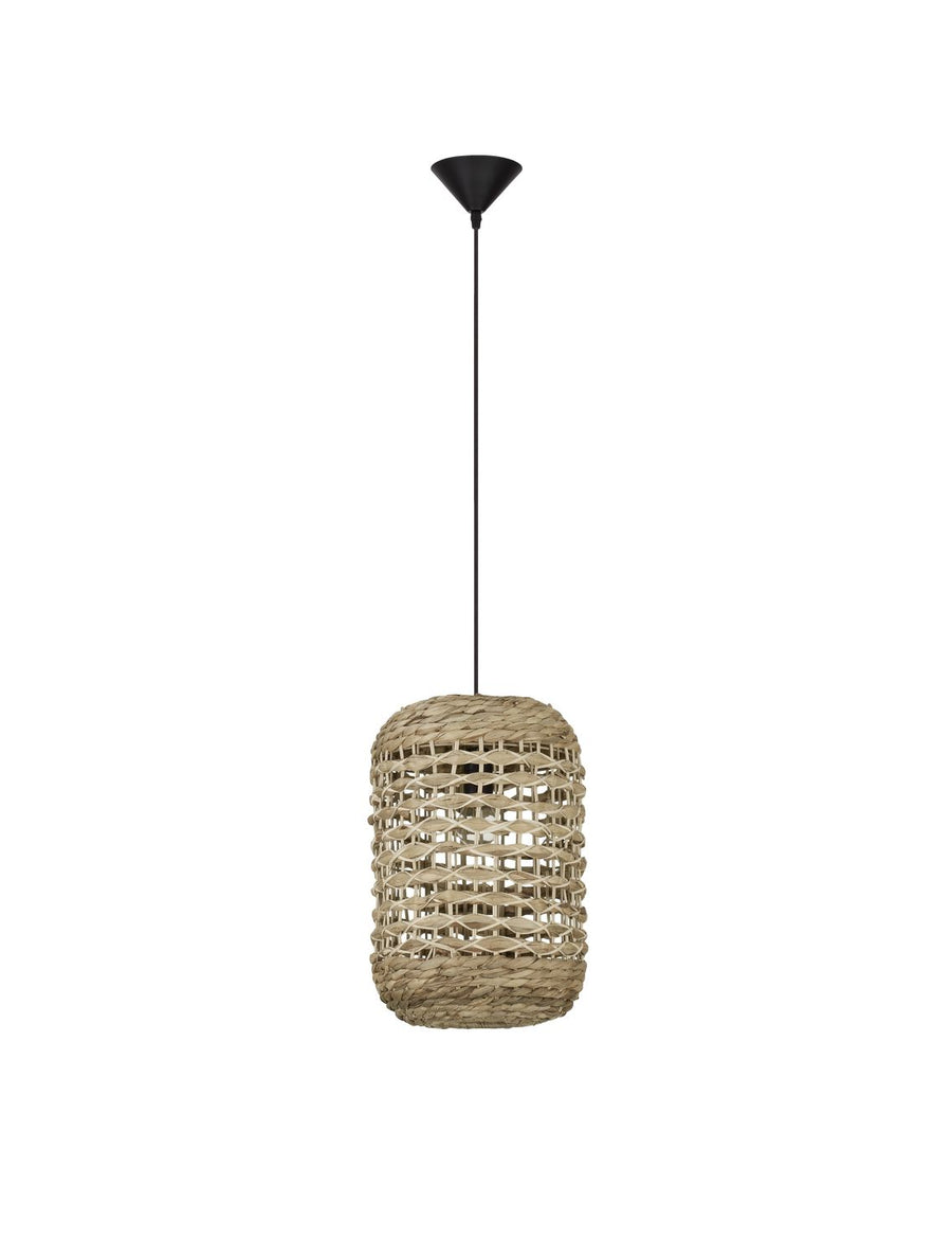 Produit de face sur fond blanc, suspension complète avec câble et fixation noirs